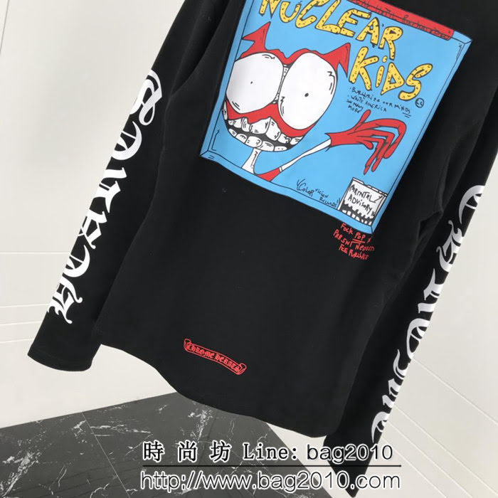 Chrome hearts 克羅心 Matty塗鴉 銀色十字紐扣 發泡印花圖案 加厚長袖 情侶款 ydi1434